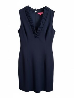 Lilly Pulitzer Tisbury Knit Sleeveless Ruffle Navy Dress